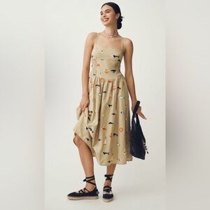 EUC Maeve Sleeveless Square Neck Drop Waist Midi Dress, Size XL